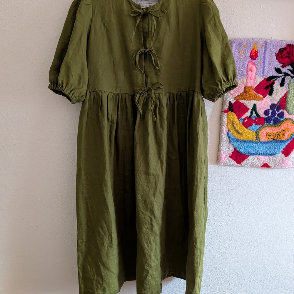 Green Puff Sleeve Dress